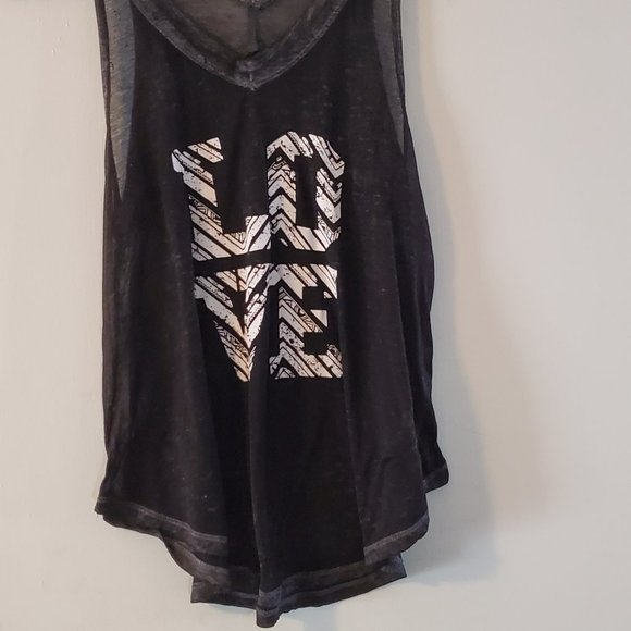 *Super sheer black LOVE tank top* - Picture 1 of 3